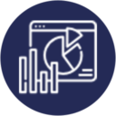 Result-Oriented Approach A white graph icon with website design.