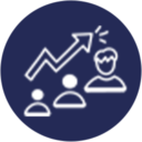 Your Growth Partner A website design icon featuring a white circle with an upward-pointing arrow.